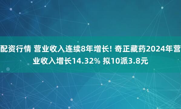 配资行情 营业收入连续8年增长! 奇正藏药2024年营业收入增长14.32% 拟10派3.8元