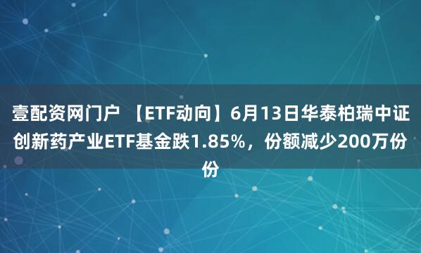 壹配资网门户 【ETF动向】6月13日华泰柏瑞中证创新药产业ETF基金跌1.85%，份额减少200万份