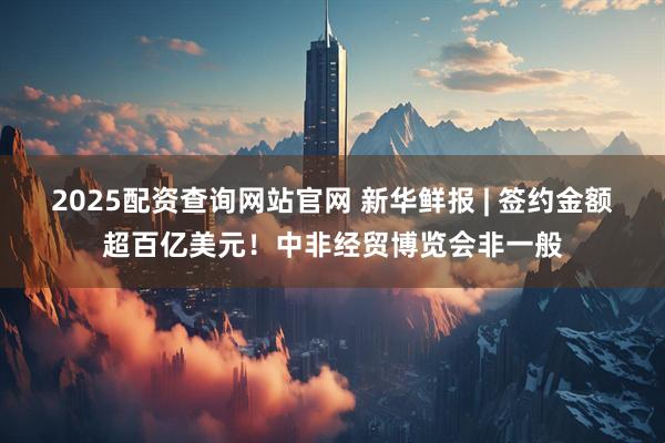 2025配资查询网站官网 新华鲜报 | 签约金额超百亿美元！中非经贸博览会非一般