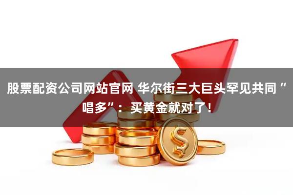股票配资公司网站官网 华尔街三大巨头罕见共同“唱多”：买黄金就对了！