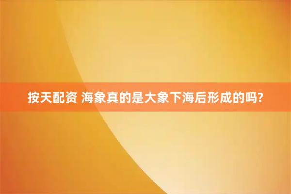 按天配资 海象真的是大象下海后形成的吗?